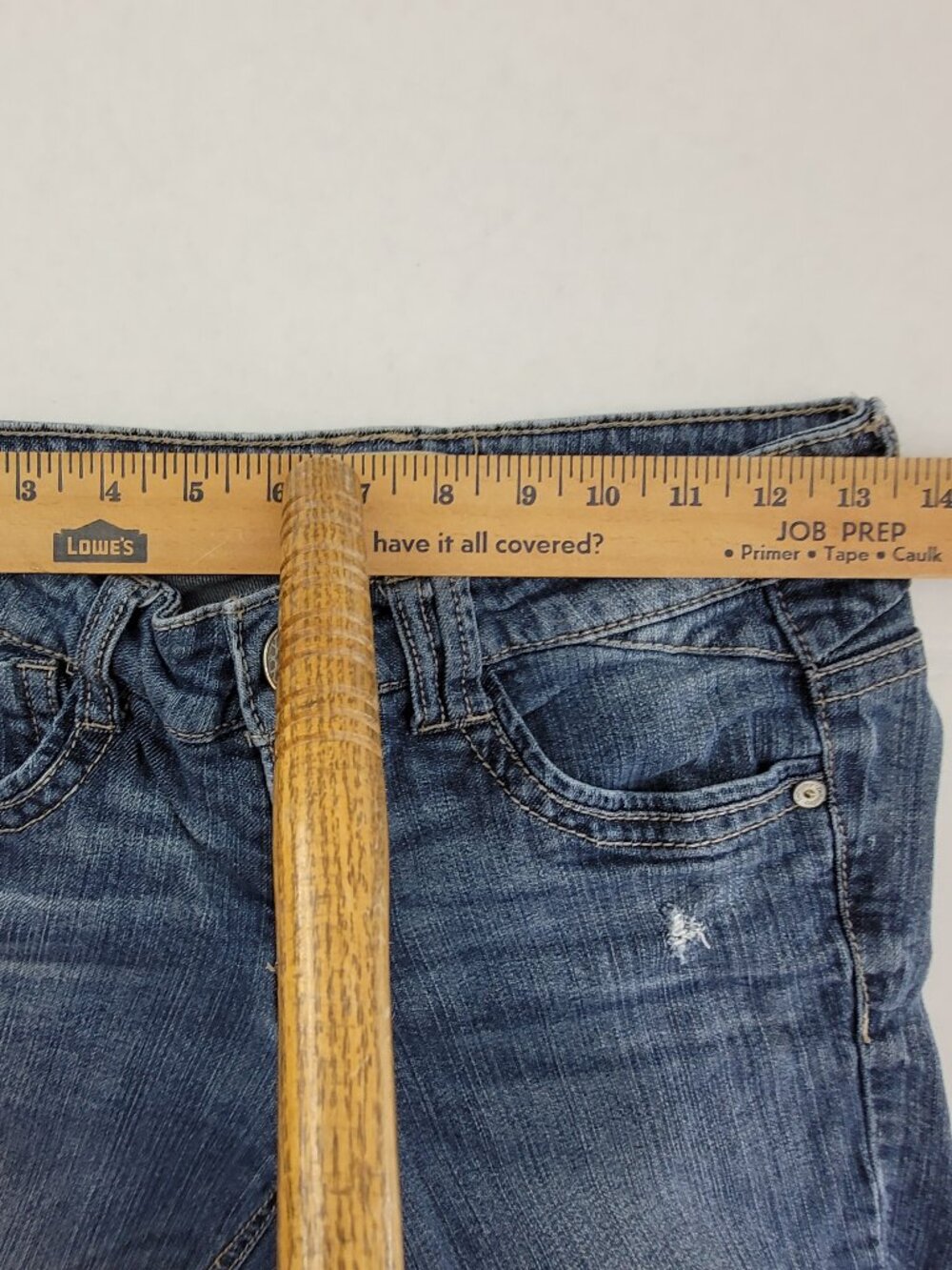 Democracy Jean Capris Women's 4 Blue Distressed Embellished Pockets Stretch - Picture 13 of 13